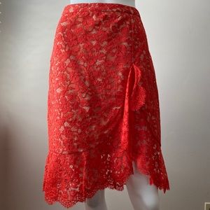 NWT Roberto Cavalli Gonna red lace skirt
